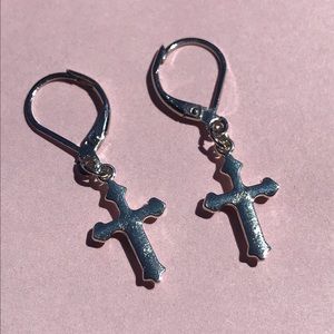 Silver cross earrings